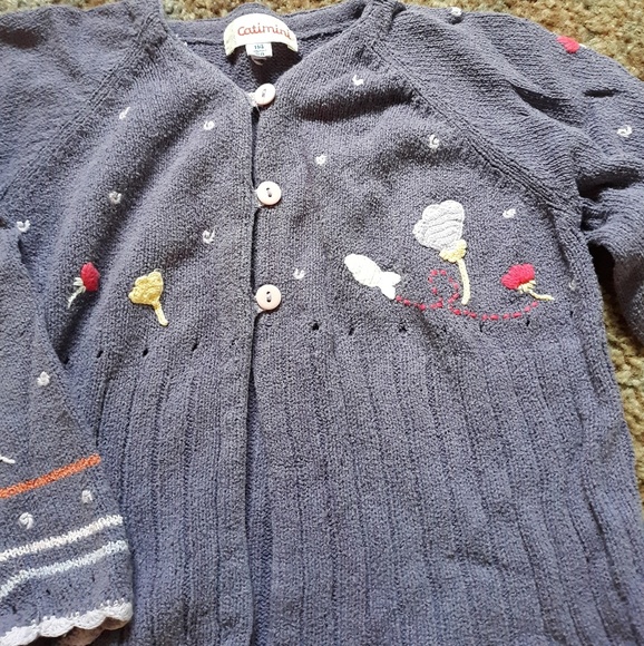 Catamini Spring Floral Knit Half Button Sweater - Picture 2 of 6